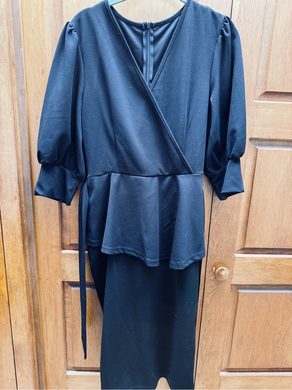 Source Unknown Black Women's Wrap Peplum Dress